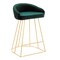 Canary Contemporary Counter Stool in Gold with Velvet Fabric - Set of 2